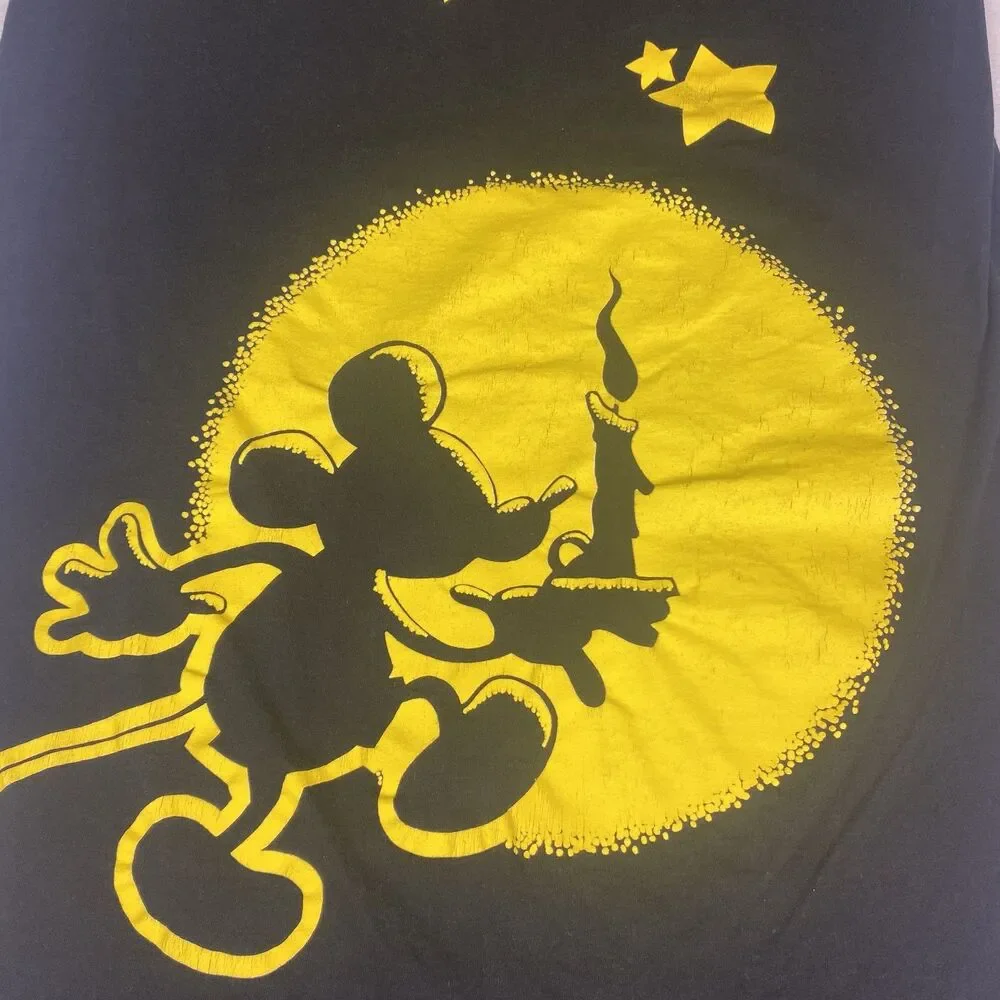 Vintage Disney Mickey Mouse Nightgown Pajama Shirt Womens One Size Black Yellow - Picture 5 of 10